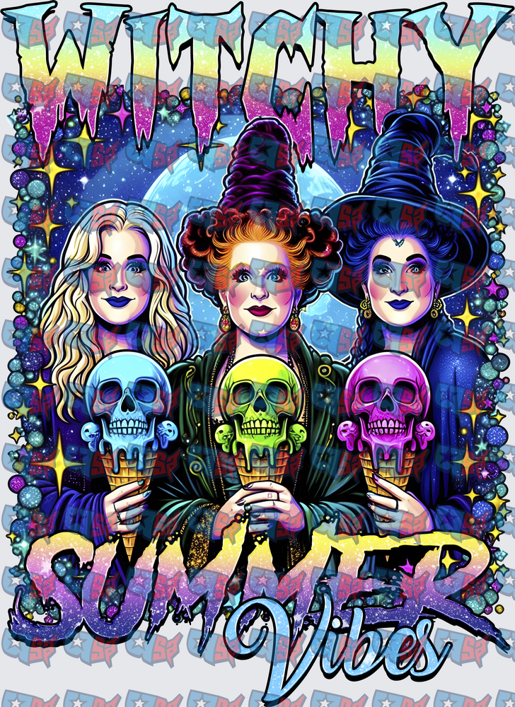 Witchy Summer Vibes Three Witches Skull Ice Cream (DTF)