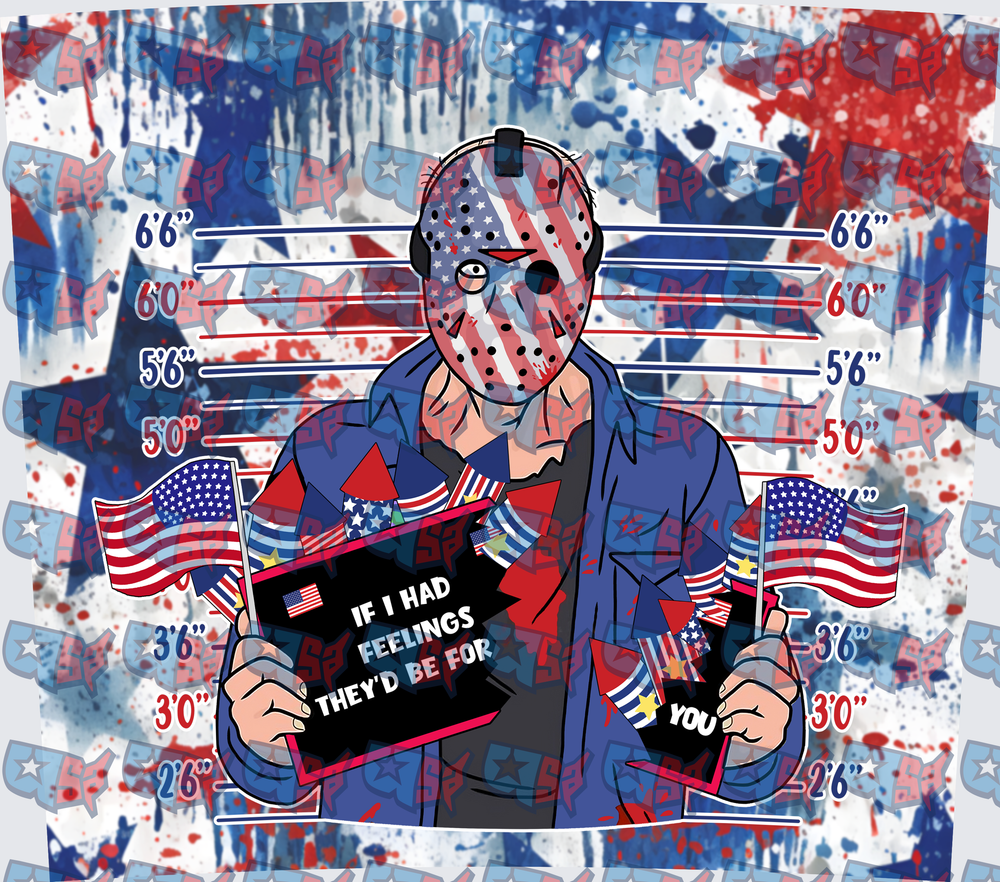 Patriotic Hockey Mask Mugshot If I Had Feelings (DTF)