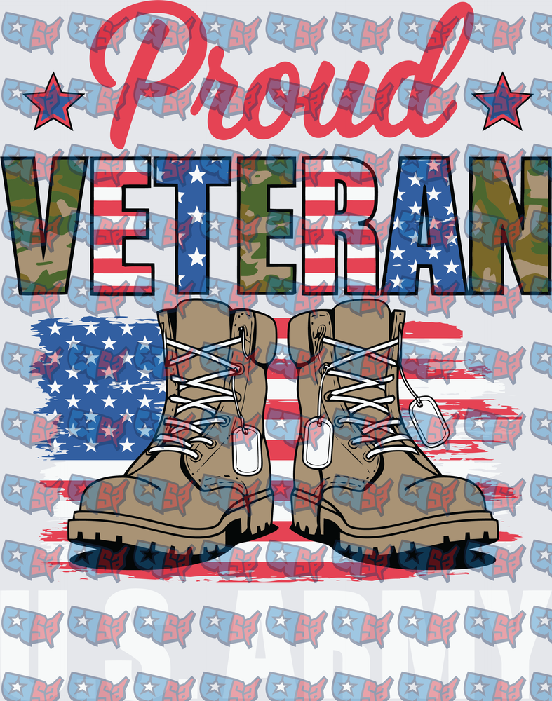 Proud Veteran Military Boots American Flag Design (DTF)