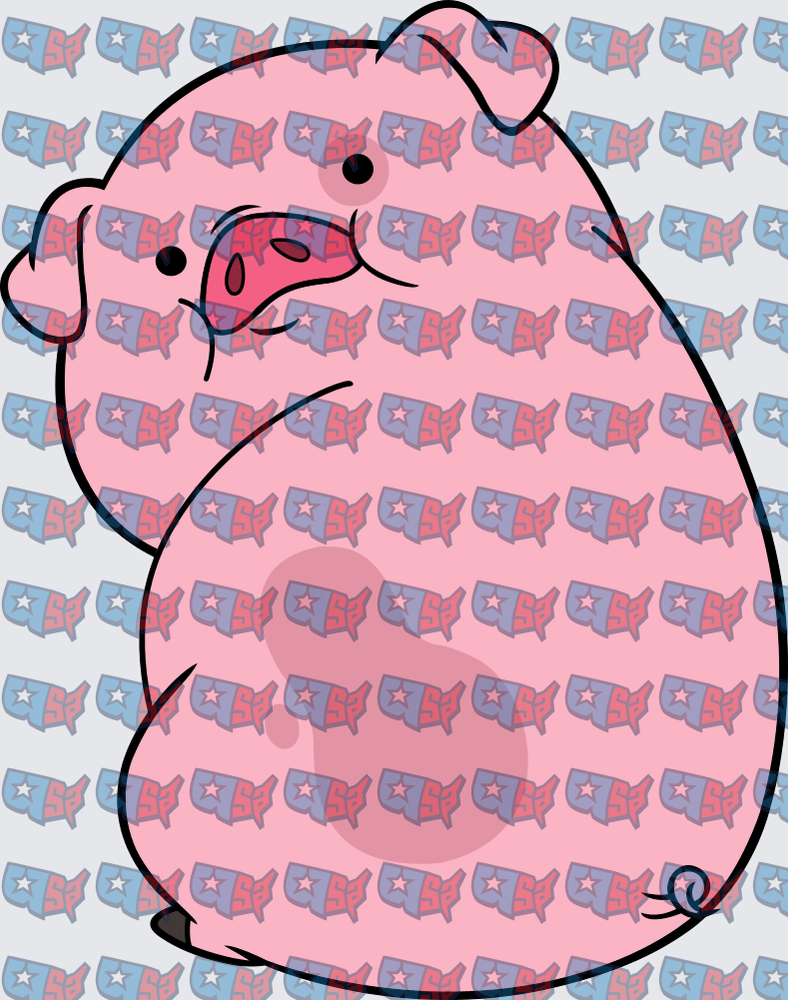 Chubby Cartoon Pink Pig Curly Tail (DTF)