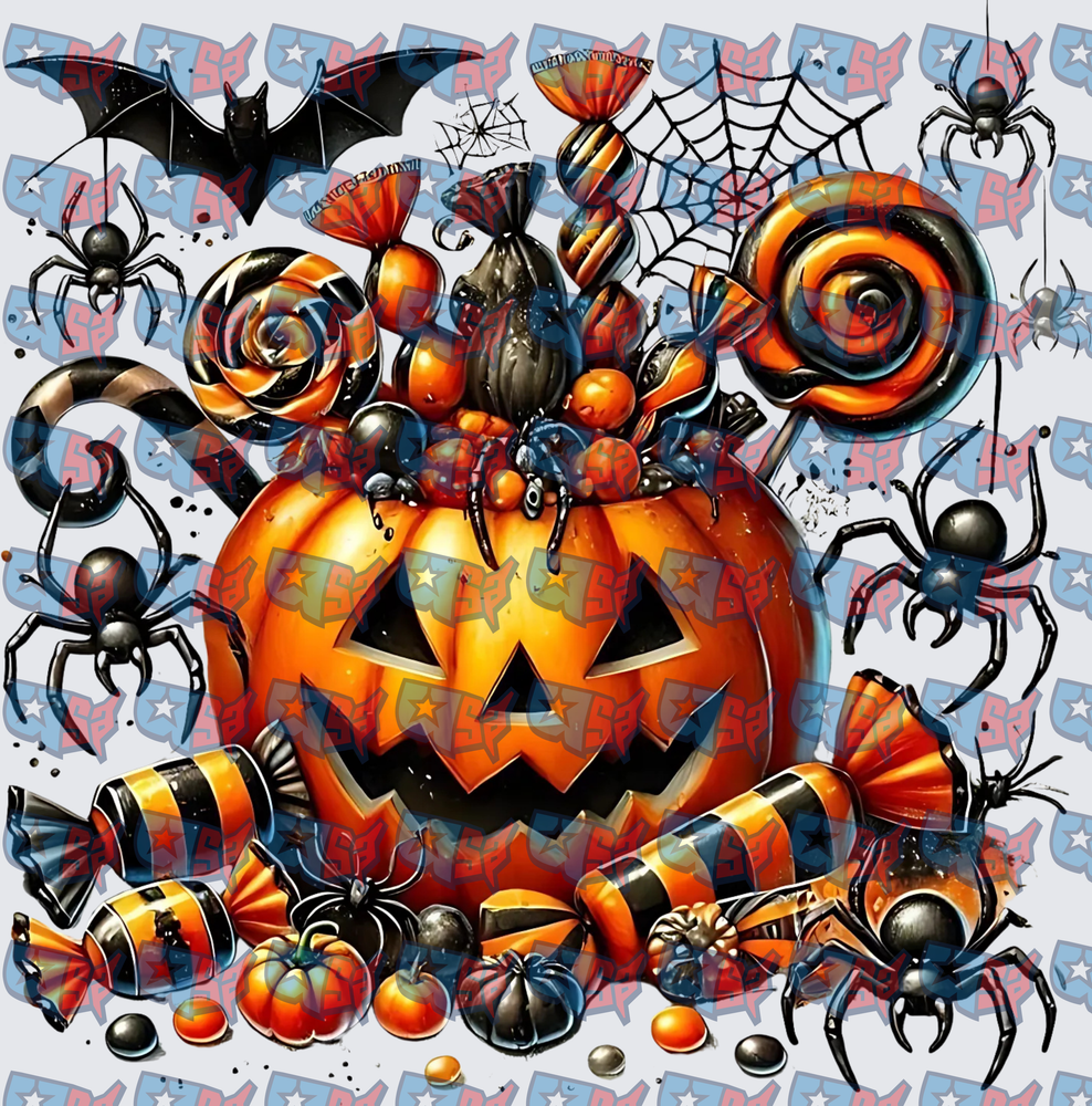 Halloween Jack-O-Lantern Candy Spiders Bats Collage (DTF)