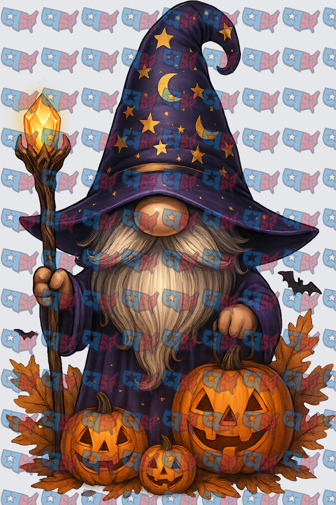 Halloween Wizard Gnome With Jack-O-Lanterns (DTF)