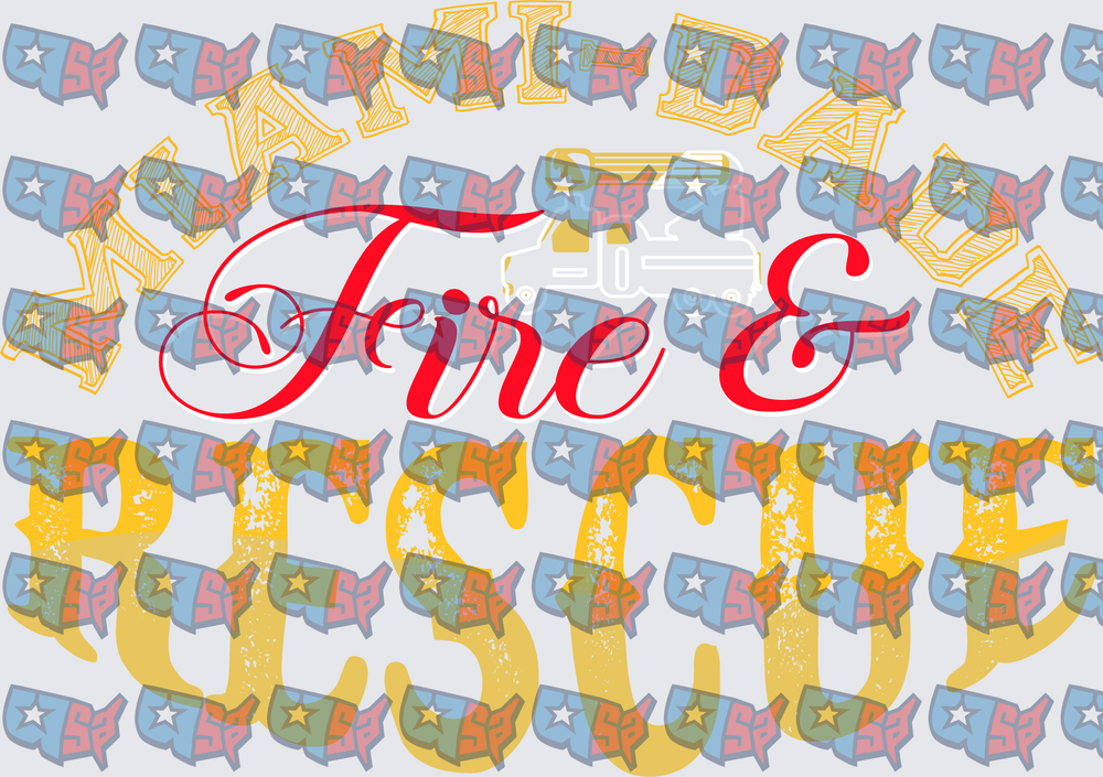 Fire & Rescue Script Lettering Firefighter Design (DTF)