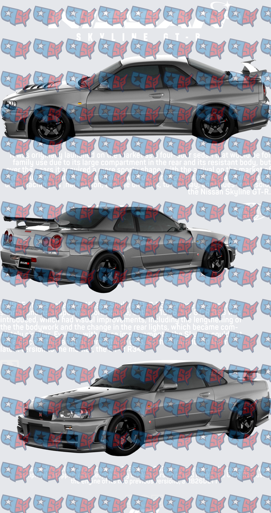 Nissan Skyline GT-R Three Angle Views Gray (DTF)