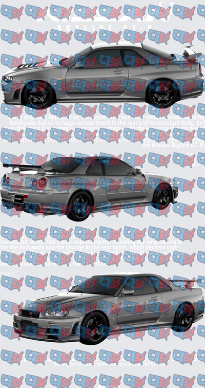Nissan Skyline GT-R Three Angle Views Gray (DTF)