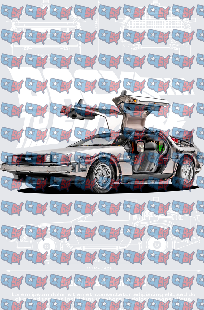 Stainless Steel Gull-Wing Time Machine Car (DTF)