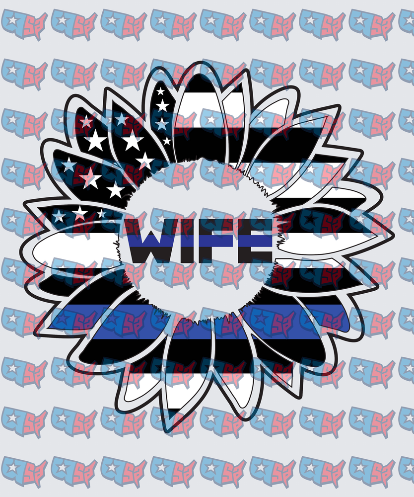 Thin Blue Line Sunflower Wife Design (DTF)