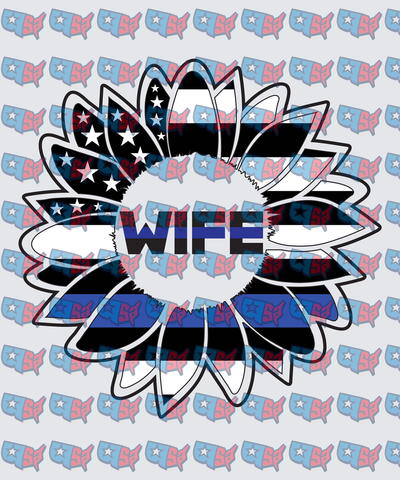 Thin Blue Line Sunflower Wife Design (DTF)