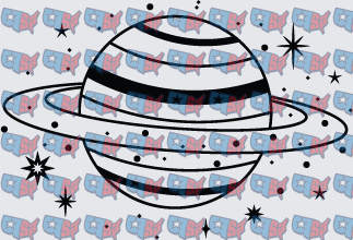 Retro Saturn Planet With Stars and Sparkles (DTF)