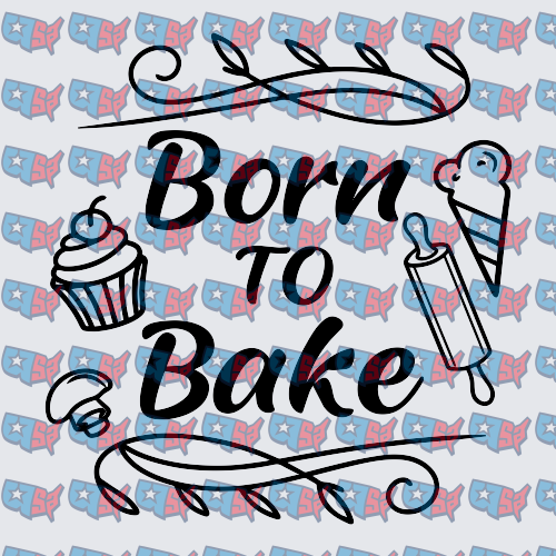Born To Bake Cupcake Rolling Pin Design (DTF)