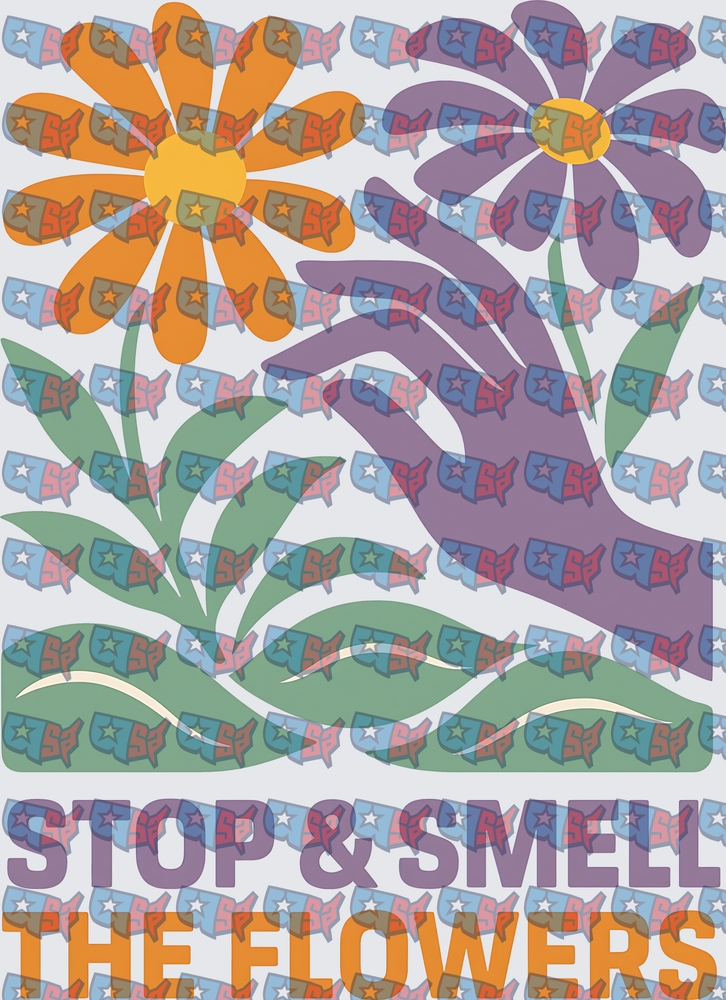 Stop & Smell The Flowers Retro Floral Hand (DTF)
