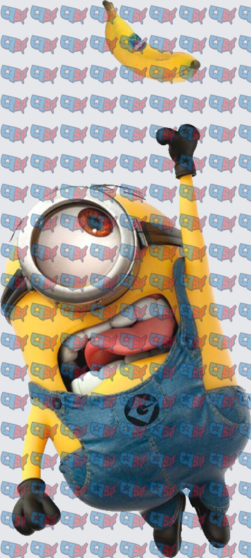 Excited One-Eyed Yellow Minion Tossing Banana (DTF)