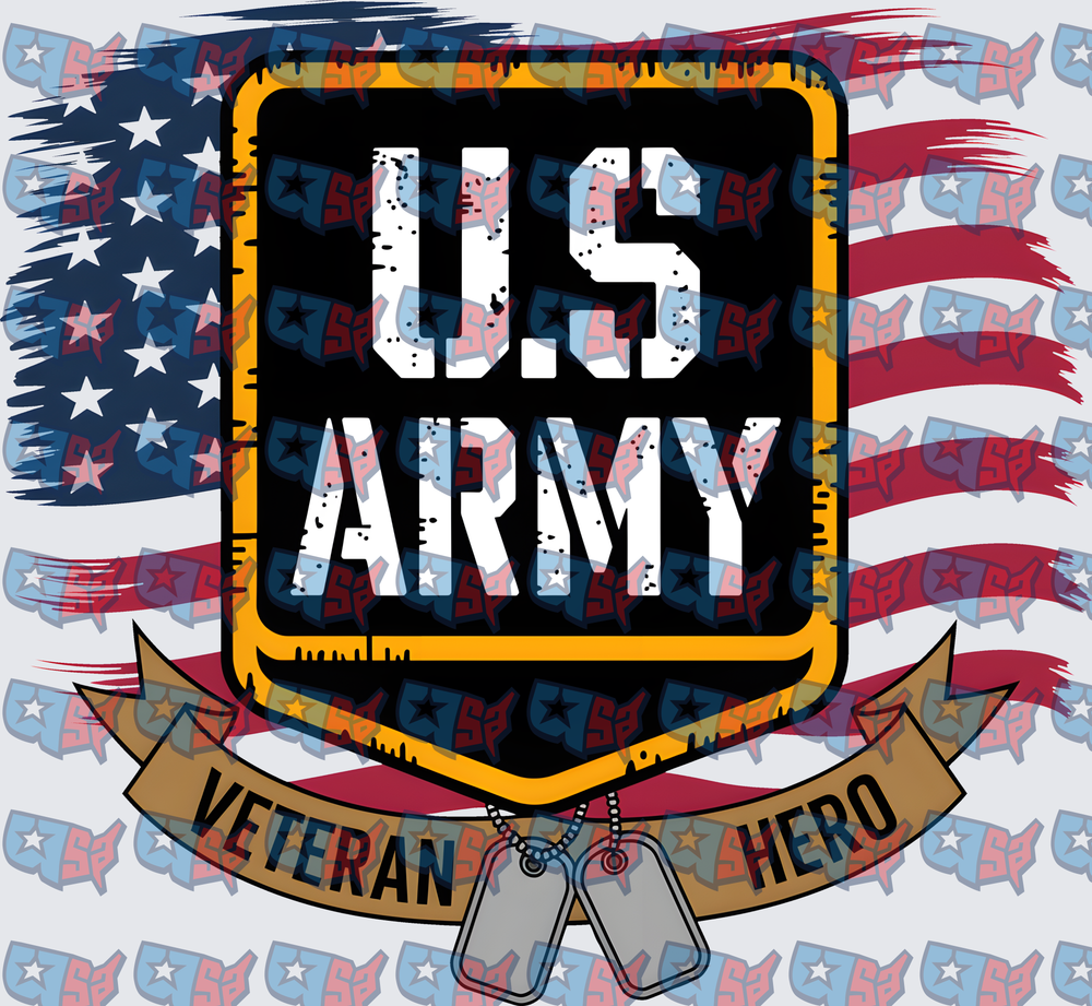 US Army Veteran Hero Dog Tags American Flag Badge (DTF)