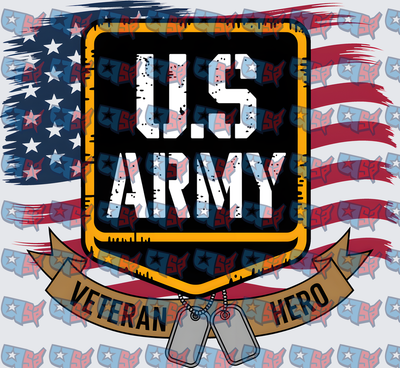 US Army Veteran Hero Dog Tags American Flag Badge (DTF)