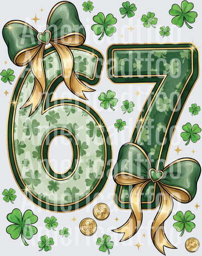 St. Patrick's Day 67th Birthday Shamrock Number (DTF)
