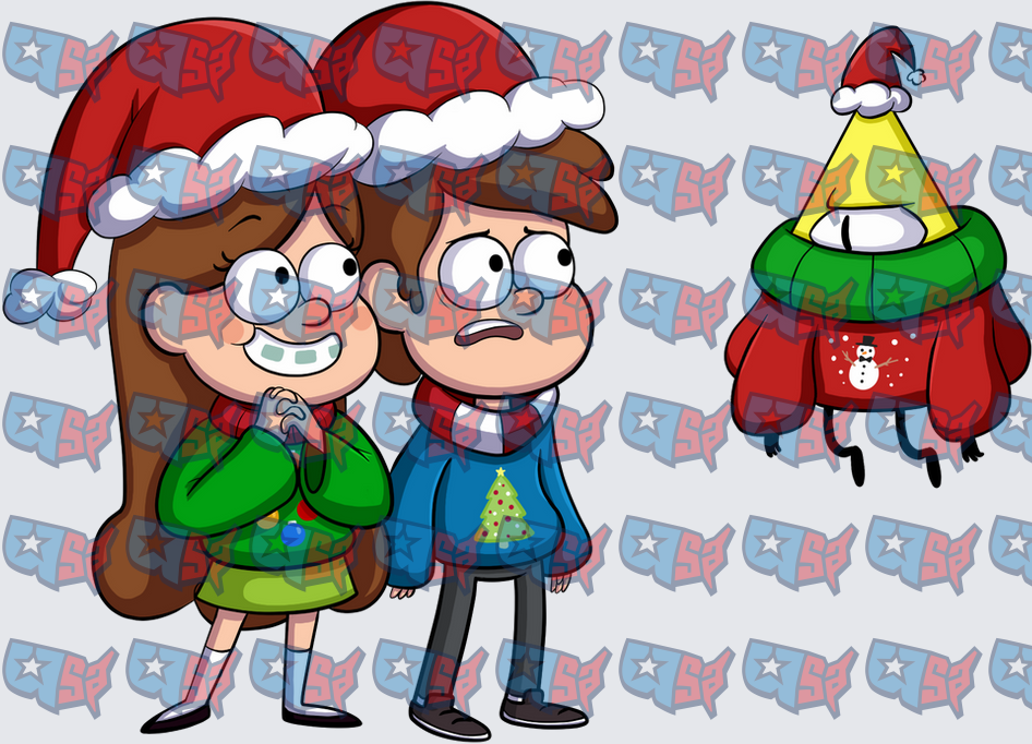Twin Kids and Triangle Demon Holiday Christmas (DTF)