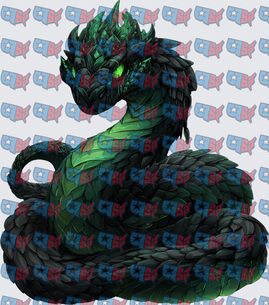 Dark Green Scaled Serpent Dragon Coiled (DTF)