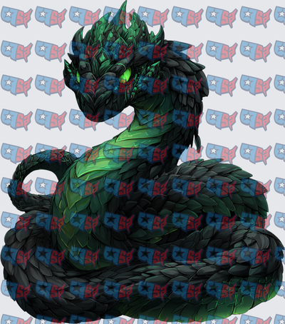 Dark Green Scaled Serpent Dragon Coiled (DTF)