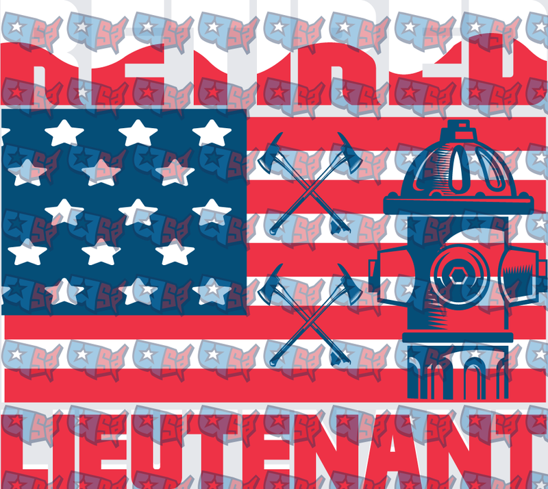 Firefighter Lieutenant American Flag Crossed Axes Hydrant (DTF)