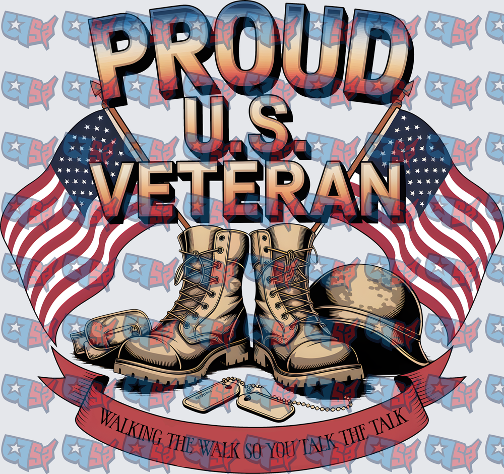 Proud US Veteran Combat Boots American Flags Design (DTF)