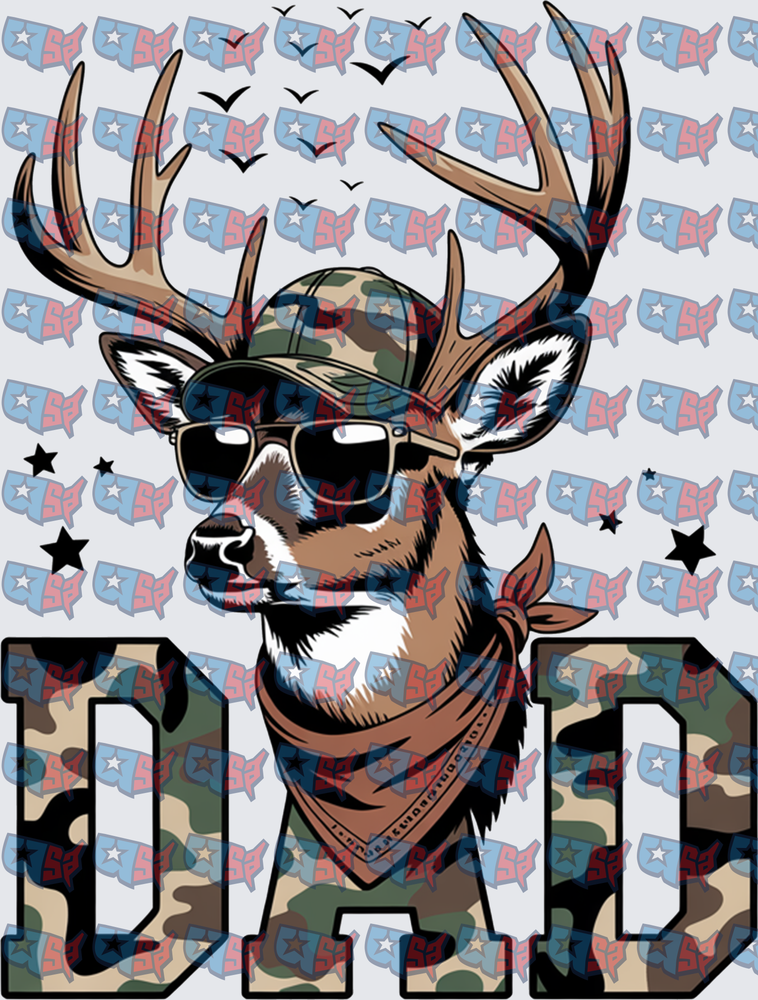 Cool Buck Deer Dad Camo Hat Sunglasses (DTF)