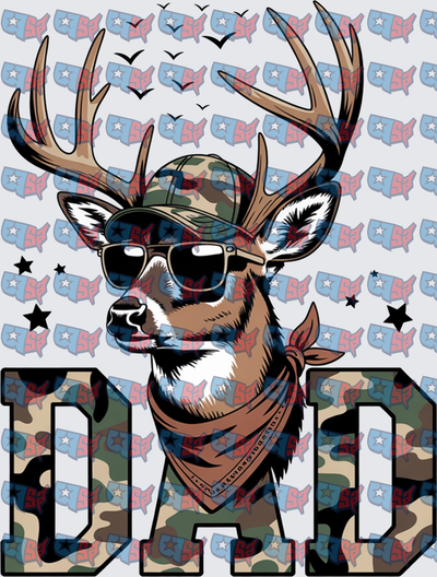 Cool Buck Deer Dad Camo Hat Sunglasses (DTF)