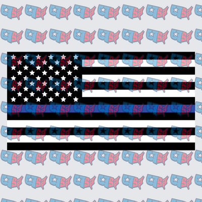 Thin Blue Line American Flag Black White Stars (DTF)