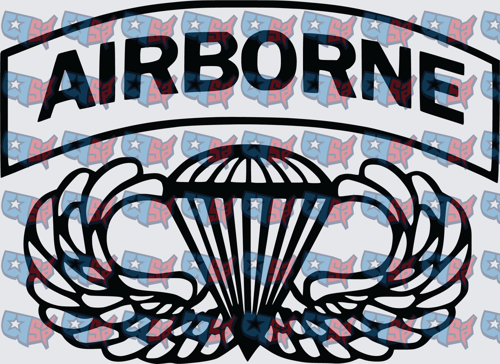 Airborne Tab with Parachutist Wings Badge (DTF)