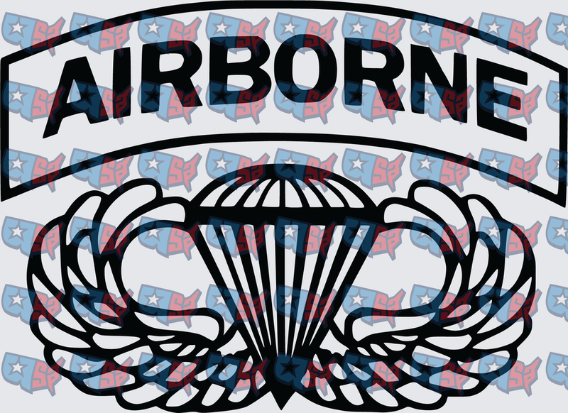 Airborne Tab with Parachutist Wings Badge (DTF)