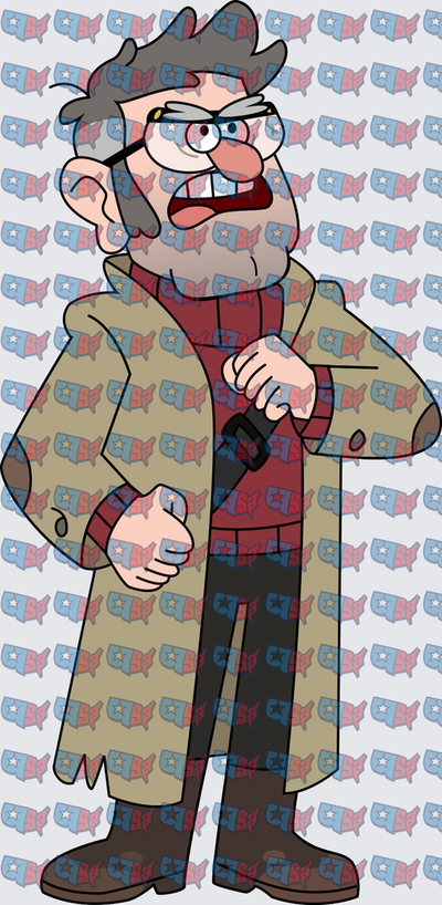 Grumpy Bearded Old Man Trench Coat Cartoon (DTF)