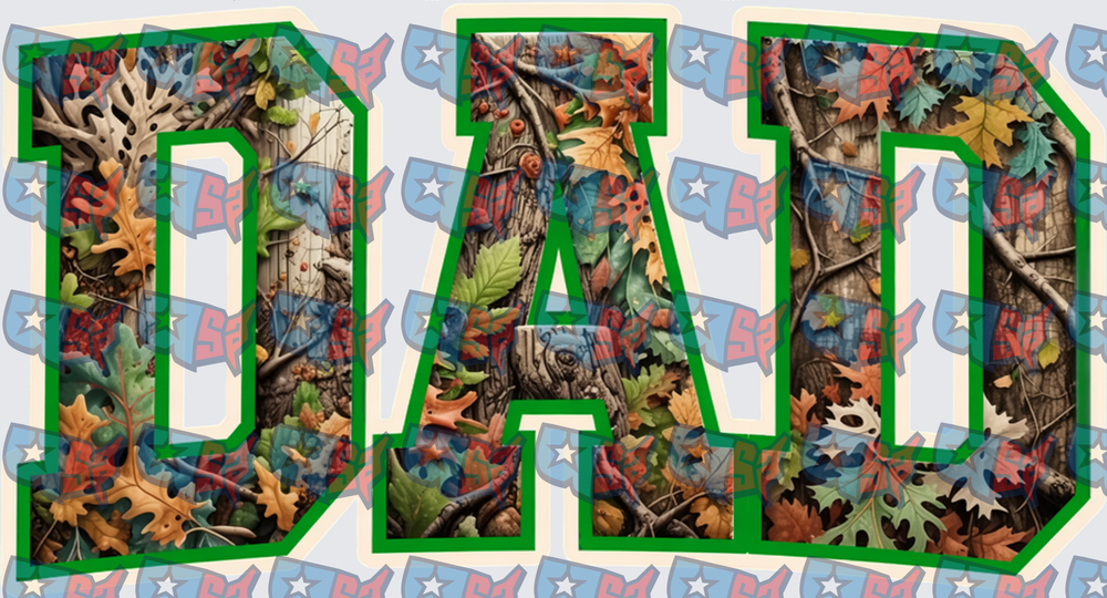 DAD Mossy Oak Camo Woodland Leaves Letters (DTF)