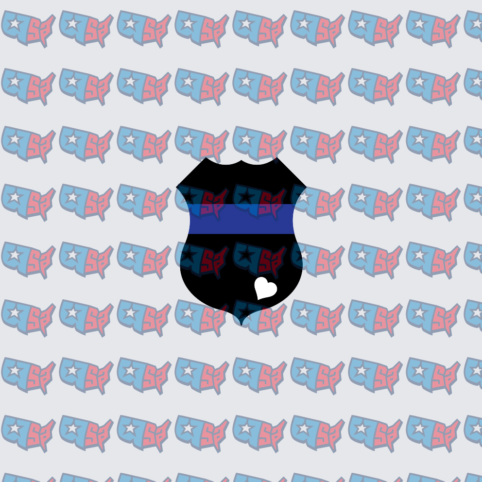 Thin Blue Line Police Shield with Heart (DTF)