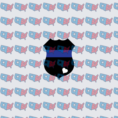 Thin Blue Line Police Shield with Heart (DTF)