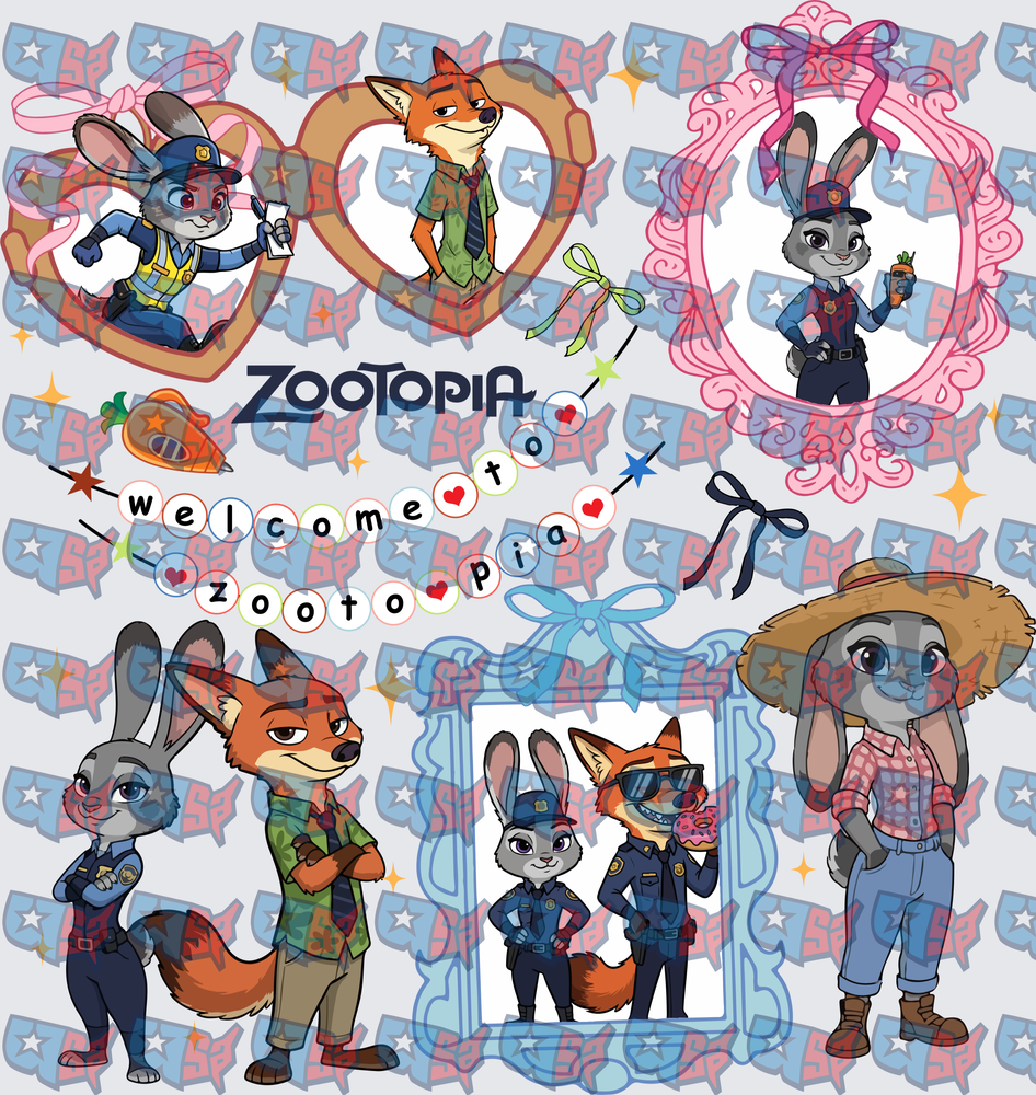 Zootopia Judy Hopps Nick Wilde Character Collage Bundle (DTF)