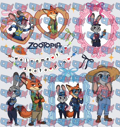 Zootopia Judy Hopps Nick Wilde Character Collage Bundle (DTF)