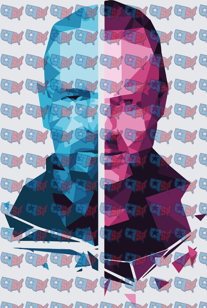 Split Blue Pink Geometric Presidential Portrait Art (DTF)