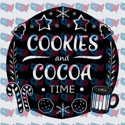 Cookies and Cocoa Time Christmas Round Sign (DTF)