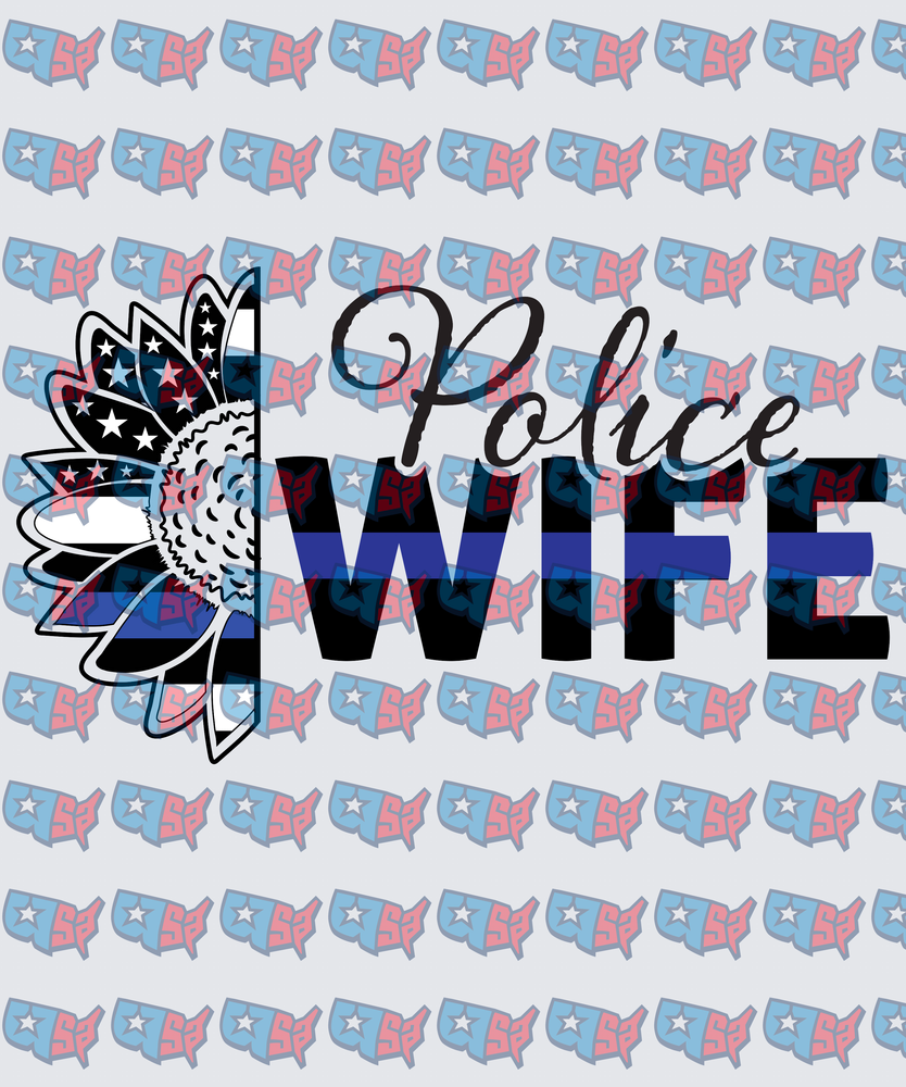 Police Wife Thin Blue Line Sunflower (DTF)