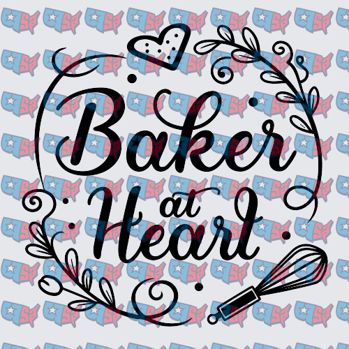 Baker at Heart Floral Whisk Script Design (DTF)