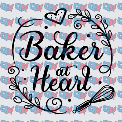 Baker at Heart Floral Whisk Script Design (DTF)
