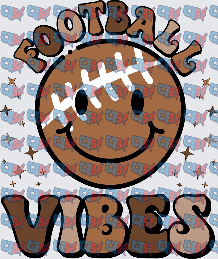 Football Vibes Smiley Face Retro Groovy Design (DTF)