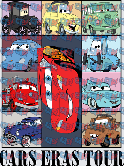 Cars Eras Tour Character Collage Panel Grid (DTF)