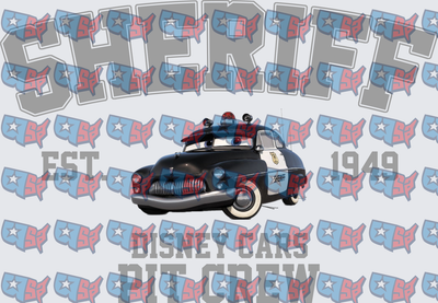 Sheriff Animated Police Car Est 1949 Pit Crew (DTF)