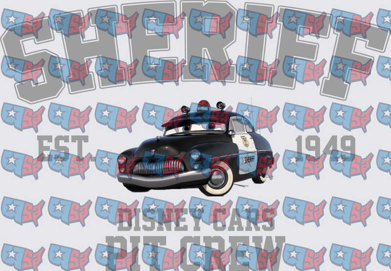 Sheriff Animated Police Car Est 1949 Pit Crew (DTF)