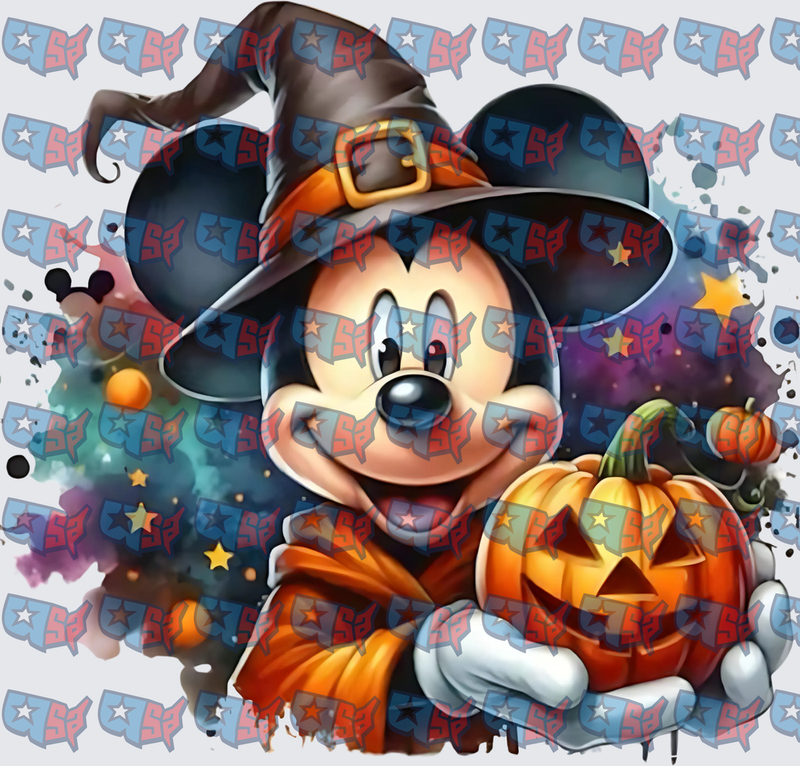 Cartoon Mouse Witch Hat Halloween Pumpkin (DTF)