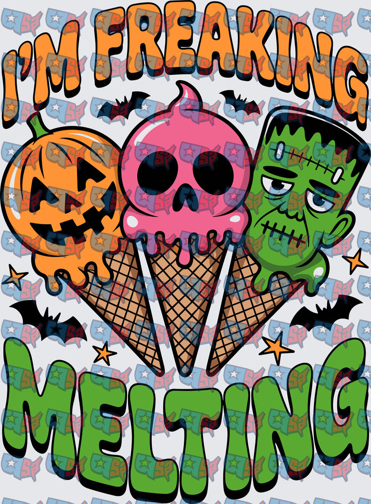 I'm Freaking Melting Halloween Ice Cream Cones (DTF)