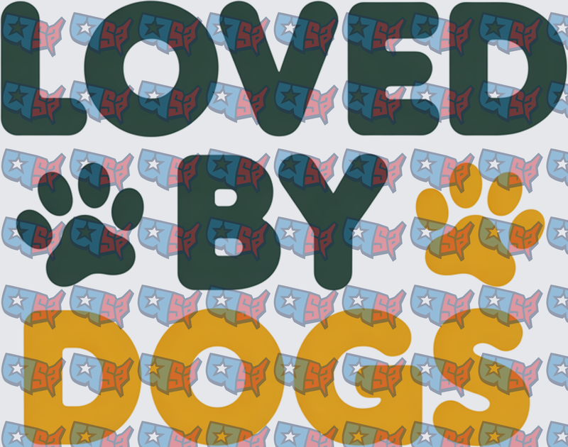 Loved By Dogs Paw Print Bold Typography (DTF)