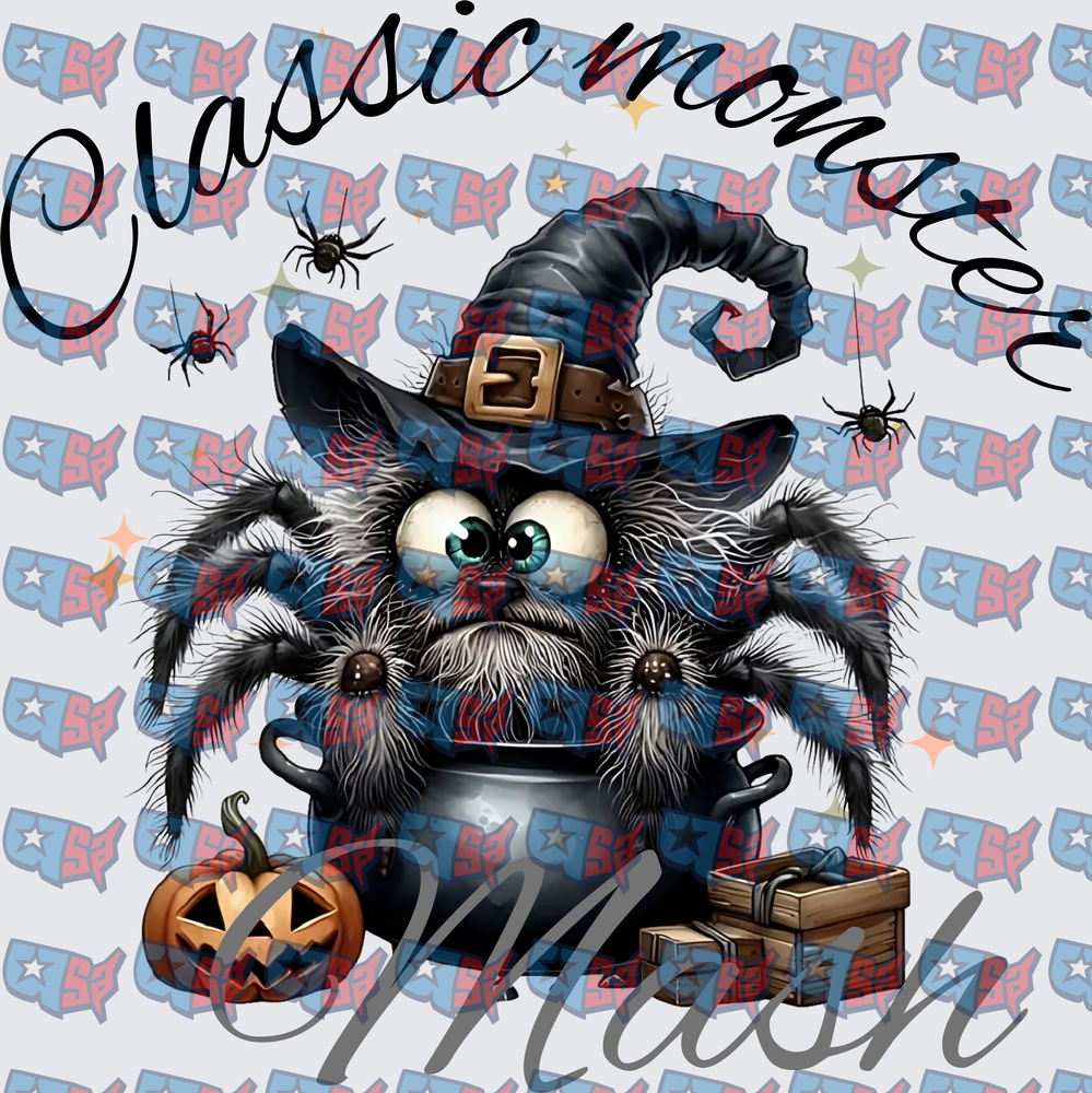 Classic Monster Witch Hat Spider Halloween Cauldron (DTF)