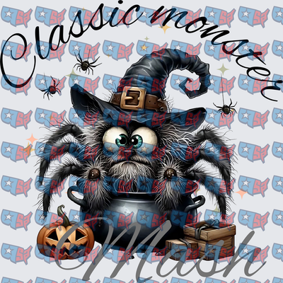 Classic Monster Witch Hat Spider Halloween Cauldron (DTF)
