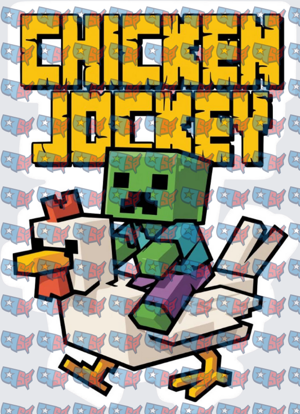 Chicken Jockey Zombie Riding Pixelated Chicken (DTF)